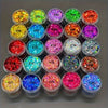 25-Jar Iridescent Holographic Nail Art Glitter Set – Colorful Hexagon Flakes for Nails