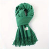 Solid Color Tassel Scarf with Fringe - Lightweight Polyester Shawl for Women