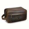 Top-Grain Cowhide Leather Men's Retro Dopp Kit Toiletry Bag – Zippered Multi-Compartment