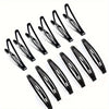 10/20/30-Pack Black Metal Snap Button Barrettes for Women - Elegant Y2K Hair Clips