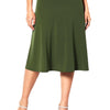 Plus Size Knee-Length Flared Swing Skirt, Solid Color for Spring & Summer