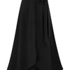 Plus Size Cotton Midi Skirt — High-Waist Slit with Side Knot, Slight Stretch, Machine-Washable