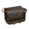 Top-Grain Cowhide Leather Men's Retro Dopp Kit Toiletry Bag – Zippered Multi-Compartment