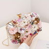 Mini Flower Evening Clutch Rhinestone Applique Small Party Bag for Women 7.9 x 4.3 x 1.8 in (20 x 11 x 4.5 cm)