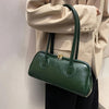 Vintage Chic PU Baguette Shoulder Bag for Women - Zipper Closure, Fixed Shoulder Strap, Spacious Underarm Handbag (Red, Green, Tan)