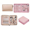 11-Piece Professional Manicure & Pedicure Kit – Stainless Steel Grooming Set with Nail Clippers, Cuticle Nipper, File & Buffer in Pink & Beige Travel Case