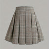 Plus Size High-Waist Pleated A-Line Mini Skirt, Vintage Plaid — Comfortable Versatile All-Season Casual