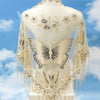 Breathable Embroidered Triangle Scarf 29.5 in x 55.1 in (75 x 140 cm) Lace Tassel Shawl Wrap