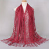 Floral Lace Tassel Scarf Shawl for Women - Bridal Mesh Fringe Wrap for Wedding & Evening