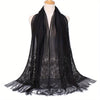 Lace Bridal Shawl – Embroidered Wedding Scarf with Tassels, Windproof Head Wrap & Church Veil