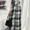 Plus Size Plaid Off-Shoulder Jumpsuit — Wide-Leg Overalls with Pockets, Sleeveless Work-to-Casual Outfit