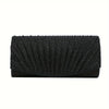 Mini Glitter Pleated Square Clutch with Chain – Evening Bag for Prom, Wedding & Holiday Parties