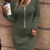 Essnce Women's Half-Zip Fitted Knit Sweater Dress, Midi Casual for Autumn Winter