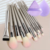 10-Piece Champagne Makeup Brush Set - Oval Foundation & Face Brushes