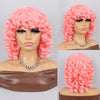 14-Inch (35 cm) Short Curly Afro Wig for Women — Brown Kinky Curly Synthetic with Side Bangs, Full Bouncy Fluffy Hair