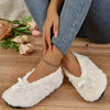 Women's Winter Plush Slip-On Slippers - Soft Indoor House Shoes with Barefoot Sensation Sole, Hand Washable, Cozy European Style (White/Black/Nude)