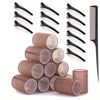25-Piece Self-Adhesive Hair Curling Roller & Clip Set – 12 Self-Grip Rollers, 12 Clips + Styling Comb