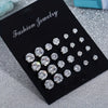 12-Pair Minimalist Screw-Back Stud Earrings for Women - Copper & Rhinestone Set for Weddings, Parties, Everyday