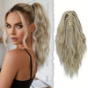 7JHH WIGS Water Wave Clip-In Ponytail Extensions – 18-inch (45 cm) Light Beige & Brown with Blonde Highlights, Natural Brown Roots, Heat-Resistant Synthetic for Volume & Length