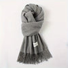 Solid Color Tassel Scarf with Fringe - Lightweight Polyester Shawl for Women