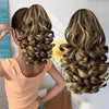 12-inch (30 cm) Ombre Brown to Blonde Deep Wave Short Ponytail Extension - Heat-Resistant Synthetic Claw Clip Hairpiece for Women & Girls