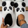 Cozy Panda Plush Unisex Home Slippers, Soft Black & White with Fluffy Pom, TPR Sole, Hand Washable