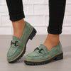 Women's Platform Horsebit Loafers Round Toe Slip-On Retro Solid Color