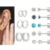 Surgical Stainless Steel 20G Hypoallergenic CZ Flat Back Stud & Hoop Earrings Set – Small Cartilage Studs for Sensitive Ears