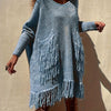 Plus Size Oversized Tassel V-Neck Knit Pullover Sweater — Elegant Handmade Fall/Winter