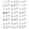 24-Pair 316L Stainless Steel CZ 4mm Mini Flat Back Screw Stud Earrings Set - Mixed Colors for Women & Teens