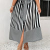 Plus Size Women's Casual Striped Maxi Skirt with Adjustable Tie Waist