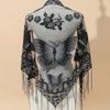 Breathable Embroidered Triangle Scarf 29.5 in x 55.1 in (75 x 140 cm) Lace Tassel Shawl Wrap