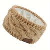 Women's Plush Knit Headband with Faux Fur Pom Pom, Warm Winter Ear Warmer & Christmas Gift