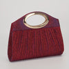 Pleated Clutch Evening Bag with Glitter Metal Ring Handle, Lightweight Polyester Shoulder & Crossbody with Magnetic Closure
