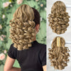 Women's 12-Inch Deep Wave Heat-Resistant Synthetic Claw Ponytail Hair Extension, Curly Clip-In, Multiple Colors (Black, Brown, Blonde, Red, Gray, Beige, White)