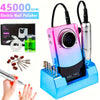 45,000 RPM Rechargeable USB Electric Nail Drill – Portable Manicure & Pedicure Machine with Base, 6 Sanding Bands & Grinding Bits for Gel Nail Art