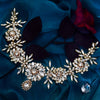 Vintage Bridal Rhinestone Forehead Headband – 3D Flower Wedding Hairpiece