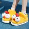 Women's Cute Chick & Rooster Corduroy Slip-On House Slippers, Warm Non-Slip EVA Sole for Indoor/Outdoor, Easy-Clean