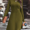 Women's Autumn/Winter Knit A-Line Dress Slim Round Neck Casual Elegant for Date & Daily Wear