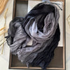 Gradient Blue Pleated Scarf - Lightweight Breathable Viscose Shawl Wrap, Boho Beach & Casual Long Scarf