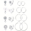 8-Pair Women's Clip-On Earrings – Non-Pierced Cubic Zirconia & Hypoallergenic Alloy Studs, Hoops, Dangles, Spring Clips for Daily Wear & Holidays