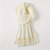 Solid Color Tassel Scarf with Fringe - Lightweight Polyester Shawl for Women