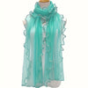 Bohemian Ruffle Edge Scarf — Long Lightweight Breathable Shawl with Glitter Accents, Sun Protection Wrap for Women