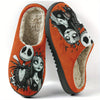 Jack Skellington Plush Slippers for Men & Women – Unisex Cozy Fall/Winter Indoor & Outdoor Slippers, Soft Fabric Lining, TPR Non-Slip Sole, Striped & Cartoon Animal Prints