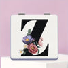 Alphabet Folding Handheld Makeup Mirror for Women & Girls - Floral & Heart Cutout Portable Vanity Mirror A-Z