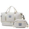 Women's Large Quilted Checkered Duffle Bag - Removable Strap, Zipper Closure, Spacious Travel & Gym Weekend Bag
