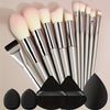 10-Piece Champagne Makeup Brush Set - Oval Foundation & Face Brushes