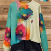 Plus Size Heavyweight Floral Crewneck Sweater — Thick Oversized Winter Pullover (Multi-Color)