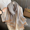 Women’s Striped Polyester Shawl - Breathable, Sun-Proof Long Scarf, 100% Yarn-Dyed for Spring Autumn Winter