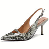 Snake Print Women's Strappy Stiletto Sandals - Pointed Toe Dress Heels, 3 in (7.6 cm)